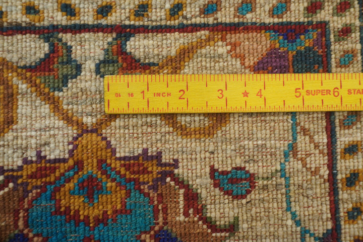 2x3 Beige Afghan Waziri Floral Hand Knotted Rug - Yildiz Rugs