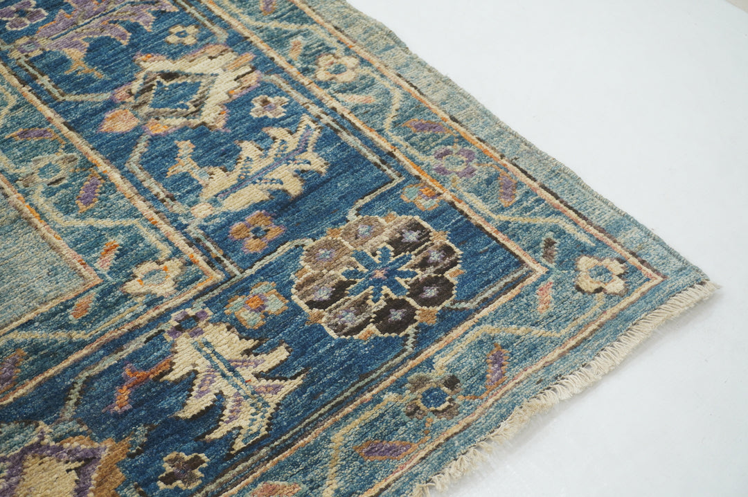 8x9 Muted Blue Turkish Oushak Hand knotted Oriental Rug - Yildiz Rugs