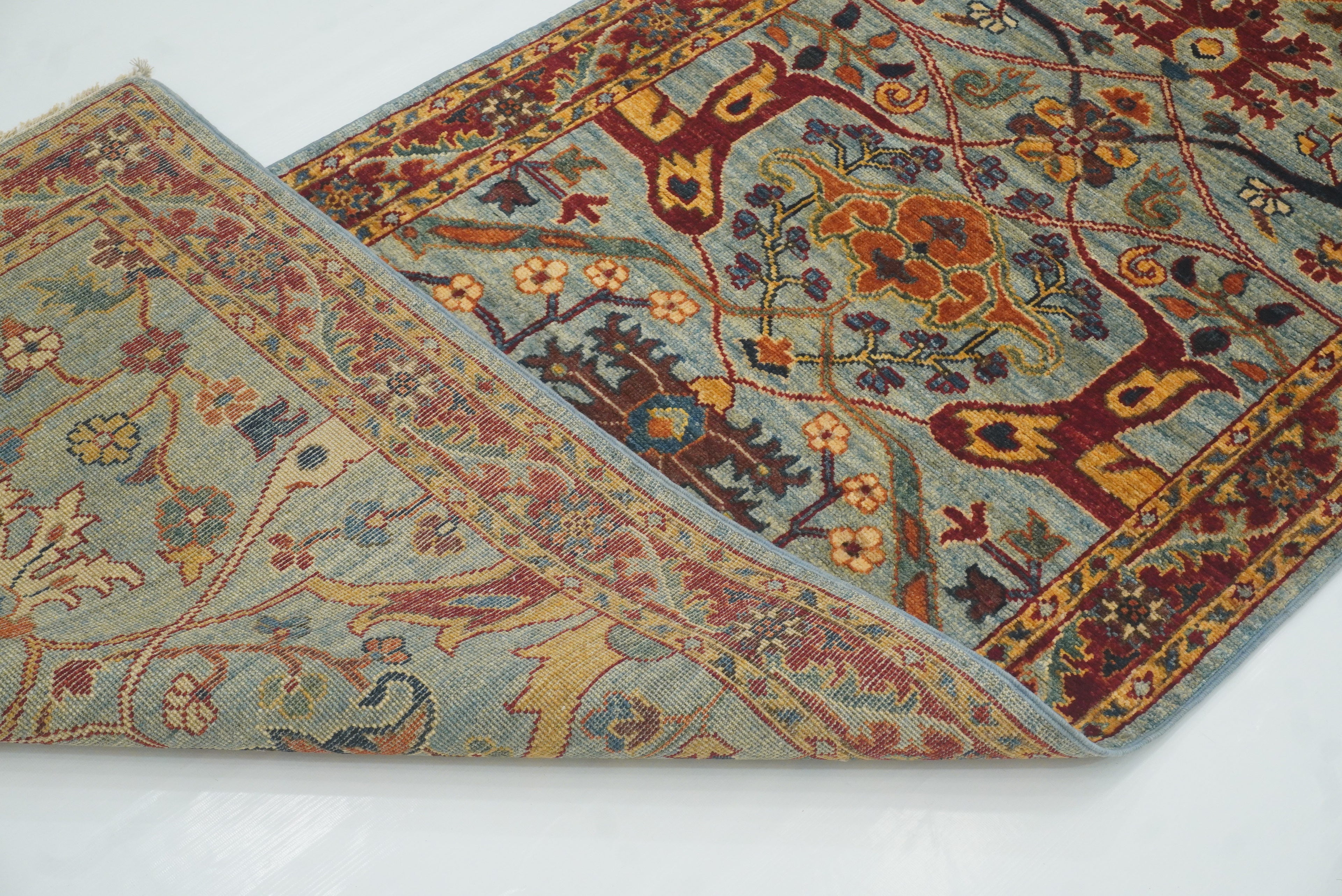 10 ft Blue Bidjar Afghan Hand-Knotted Oriental Runner Rug - Yildiz Rugs