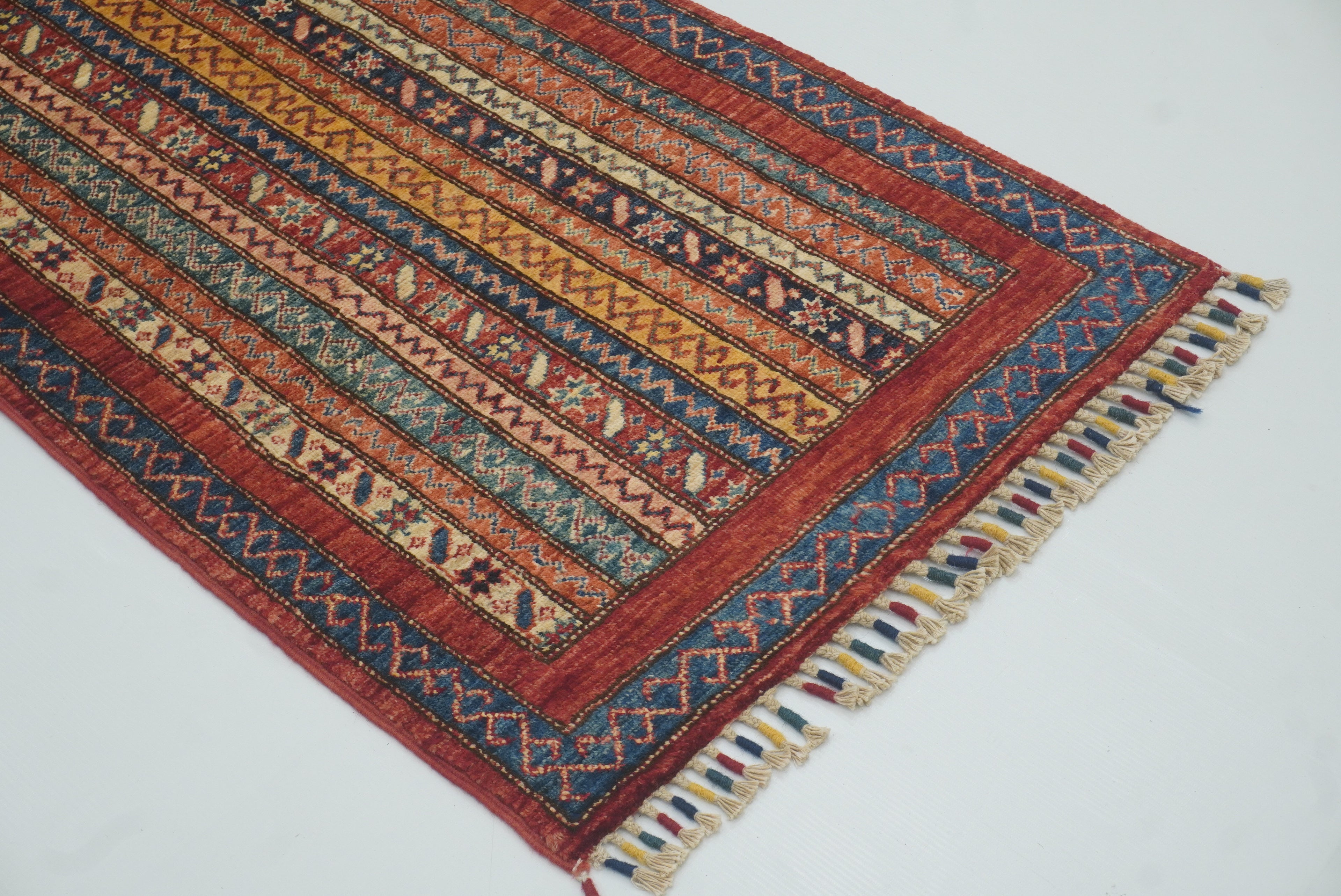 2'x6'7" Red Shawl Hand Knotted Wool Runner Rug - Yildiz Rugs