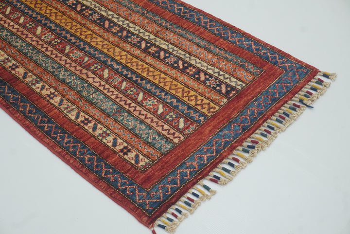 2'x6'7" Red Shawl Hand Knotted Wool Runner Rug - Yildiz Rugs