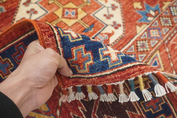 8x10 Red Ersari Afghan hand knotted Geometric Oriental Rug