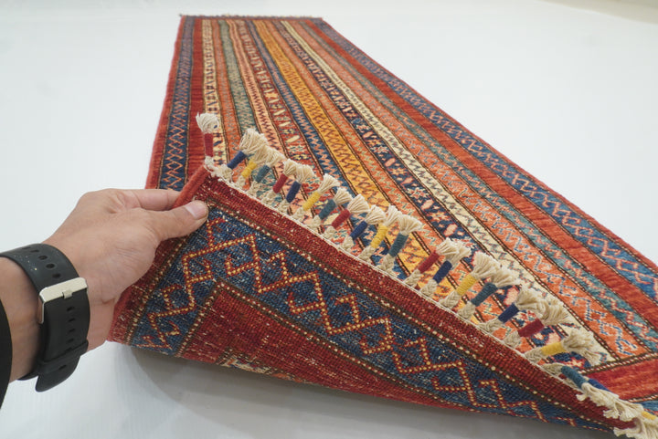 2'x6'7" Red Shawl Hand Knotted Wool Runner Rug - Yildiz Rugs