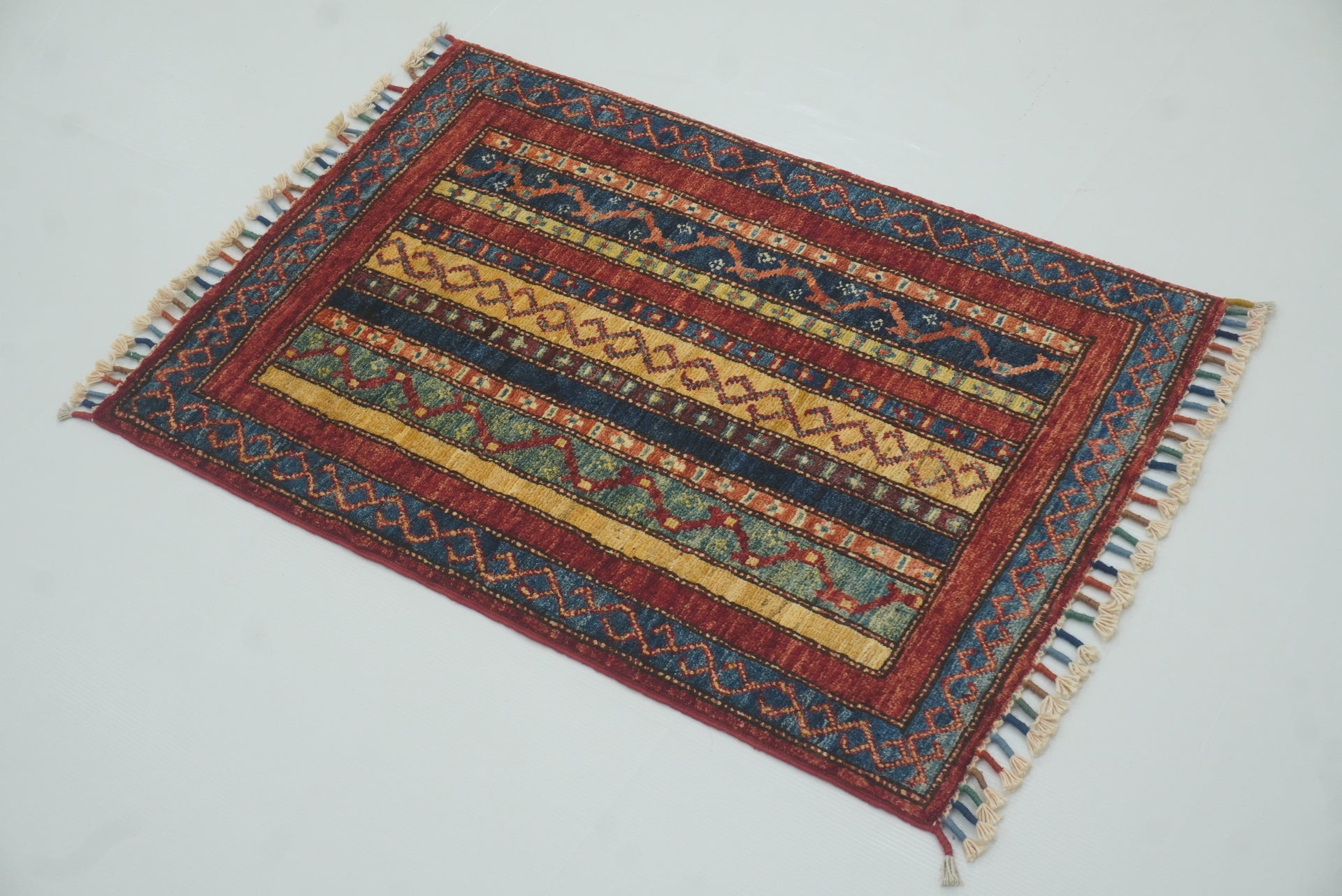 2x3 Red Turkish Hand-Knotted Wool Rug