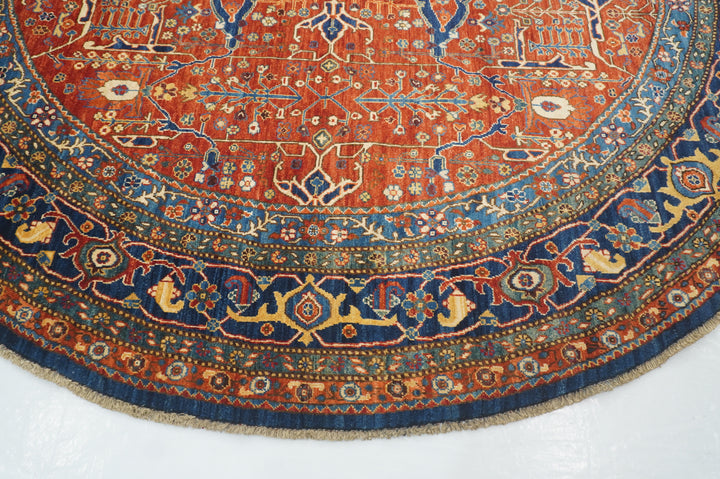 9x9 Red Round Bidjar Afghan Hand knotted Oriental Circle Rug - Yildiz Rugs