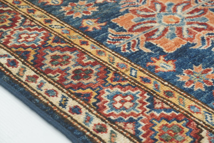 2x3 Navy Blue Kazak Hand-Knotted Afghan Rug - Yildiz Rugs