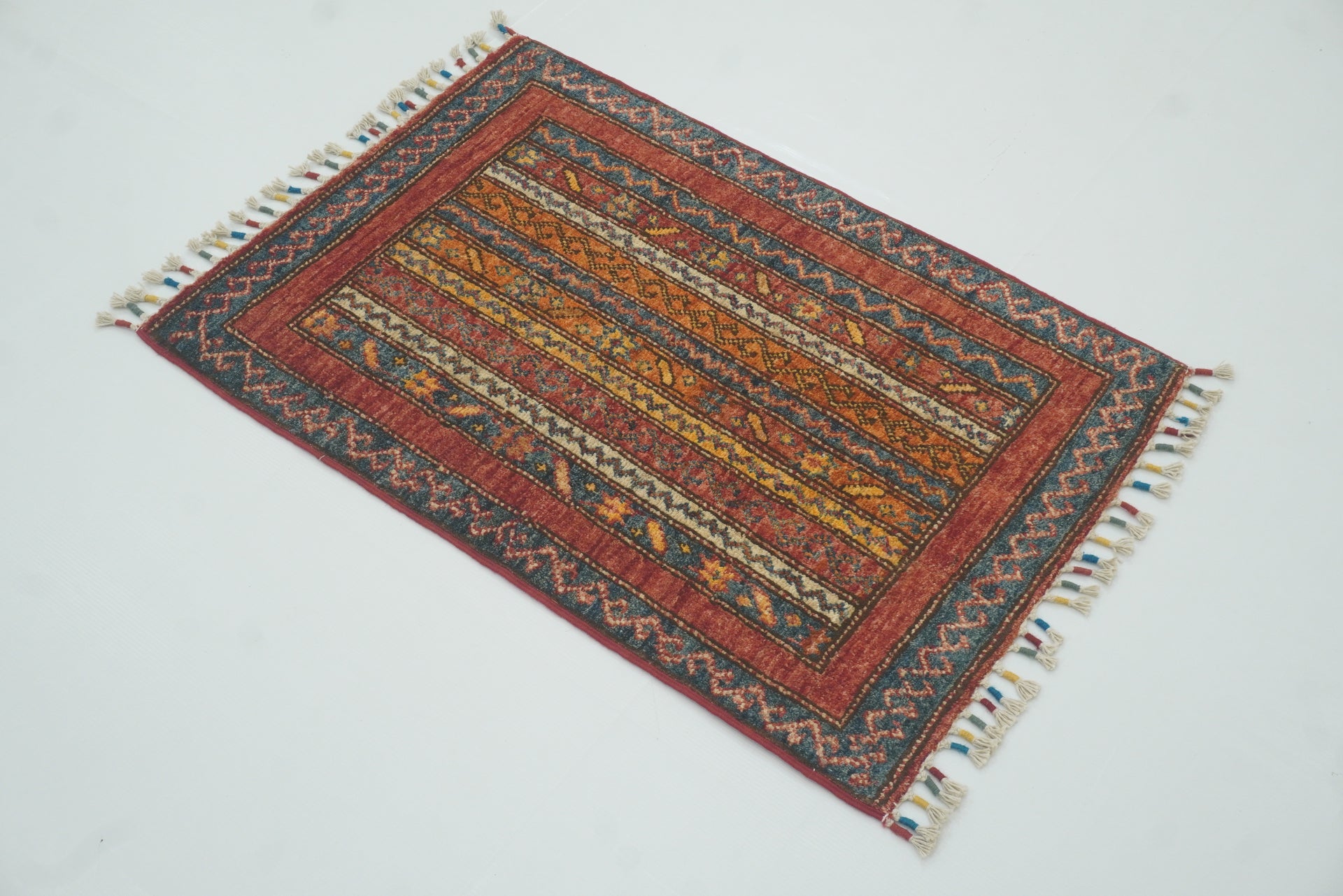 2x3 Red Turkish Hand-Knotted Wool Rug