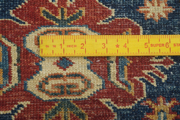 2x3 Navy Blue Kazak Hand-Knotted Afghan Rug - Yildiz Rugs
