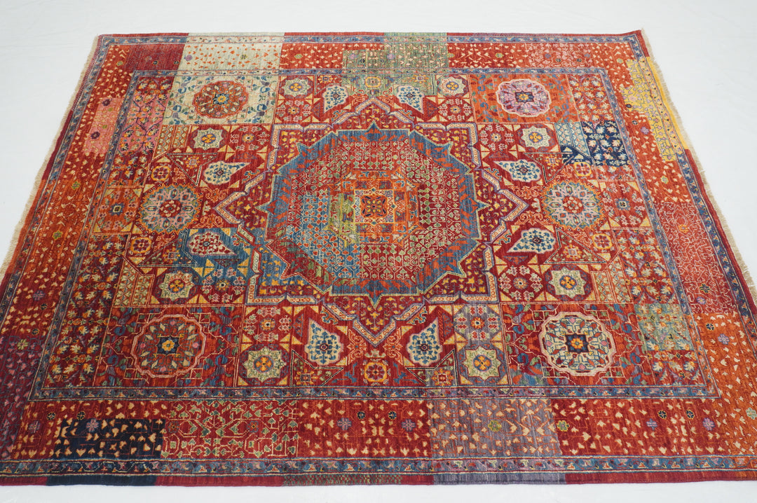 5x7 Rusty Red Mamluk Turkish Hand Knotted Modern Medallion Rug - Yildiz Rugs