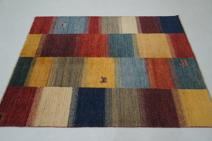 5x7 Nomadic Gabbeh Multicolor Checkered style Afghan Rug