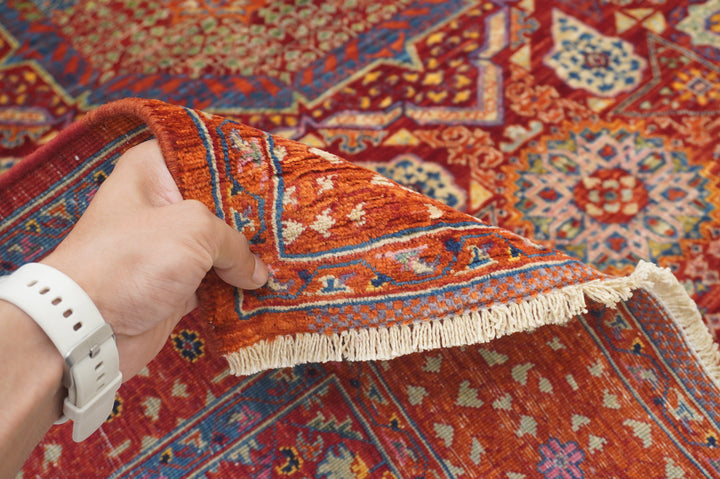 5x7 Rusty Red Mamluk Turkish Hand Knotted Modern Medallion Rug - Yildiz Rugs