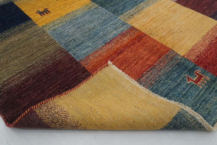 5x7 Nomadic Gabbeh Multicolor Checkered style Afghan Rug