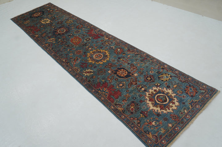 11 ft Blue Bidjar Afghan Hand knotted Oriental Runner Rug