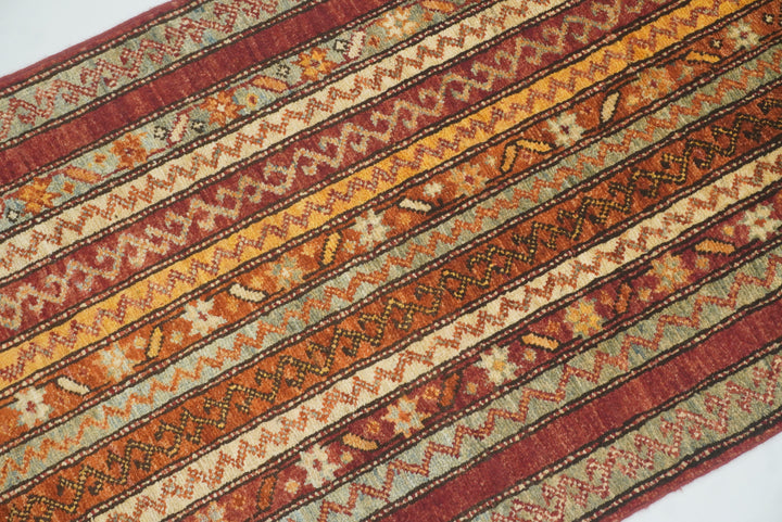 2x5 Red Shaal Turkish Hand knotted Runner Rug - Yildiz Rugs