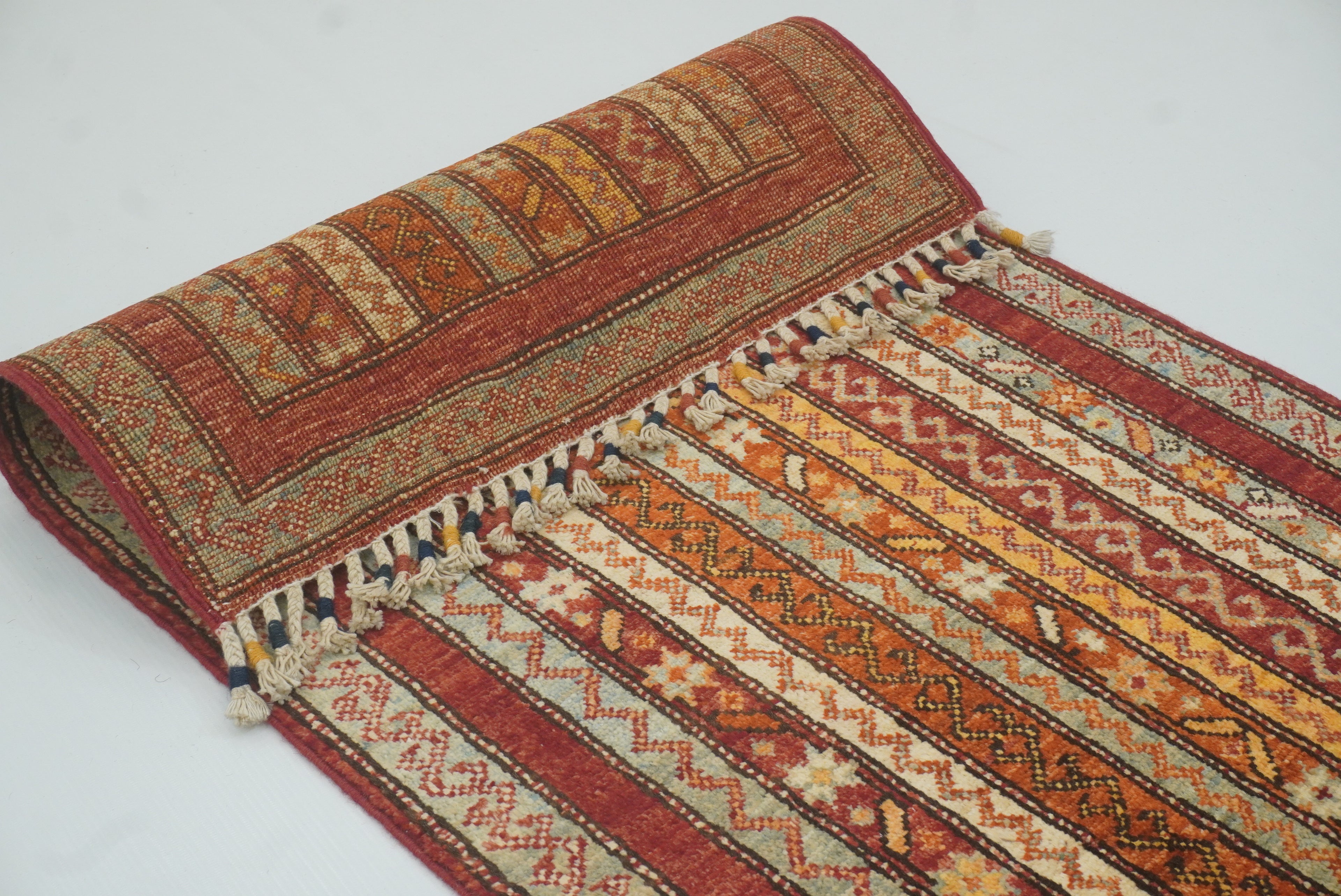 2x5 Red Shaal Turkish Hand knotted Runner Rug - Yildiz Rugs
