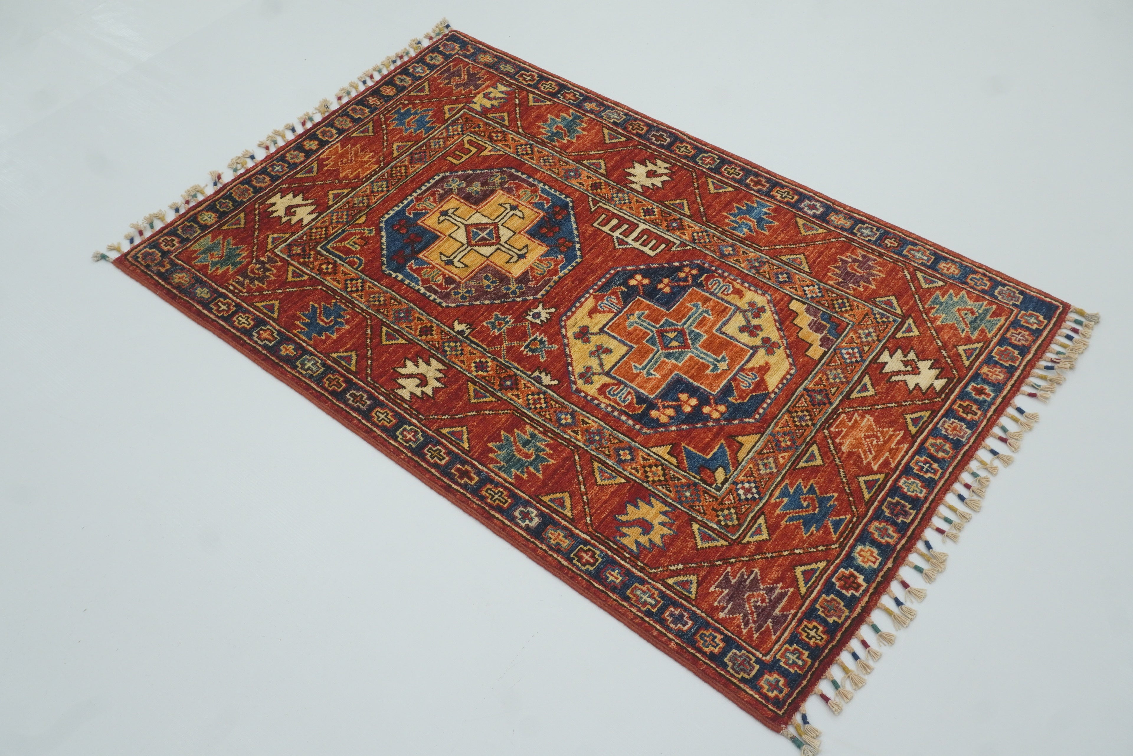 3x4 Red Ersari Hand Knotted Afghan Oriental Rug - Yildiz Rugs