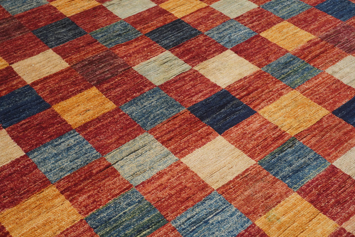 5x8 Red Checkered box Gabbeh hand knotted Rug