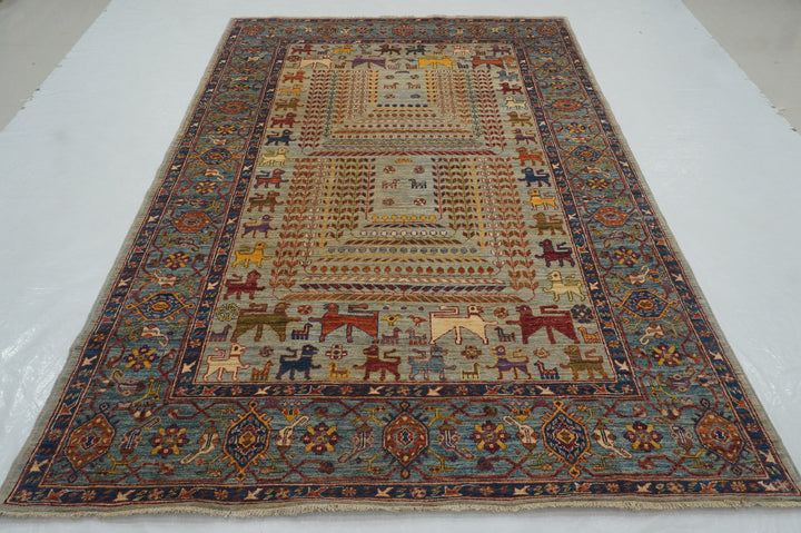 6x9 Gray Tribal Gabbeh Afghan Hand knotted Rug