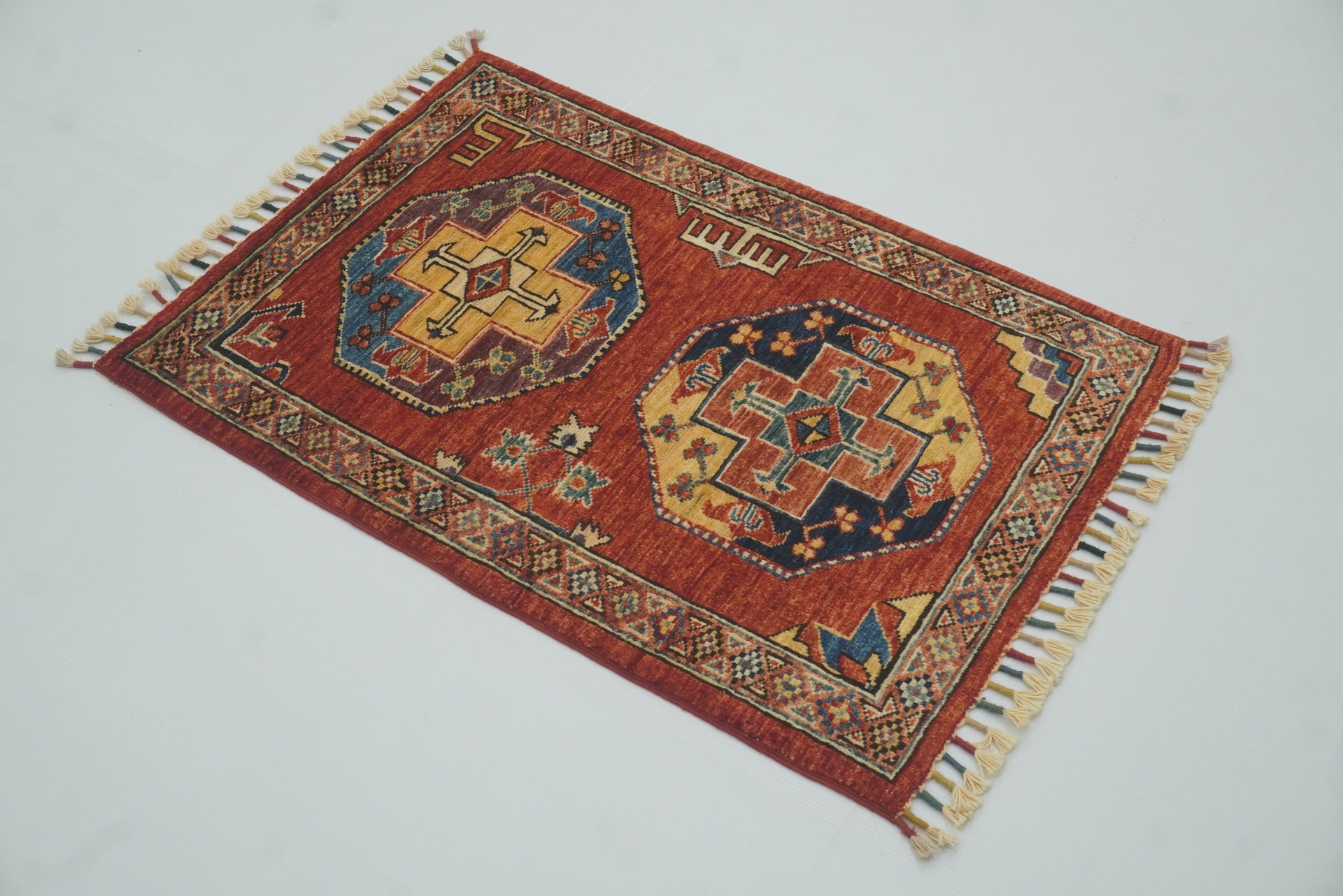 2x3 Red Ersari Afghan Hand knotted Rug