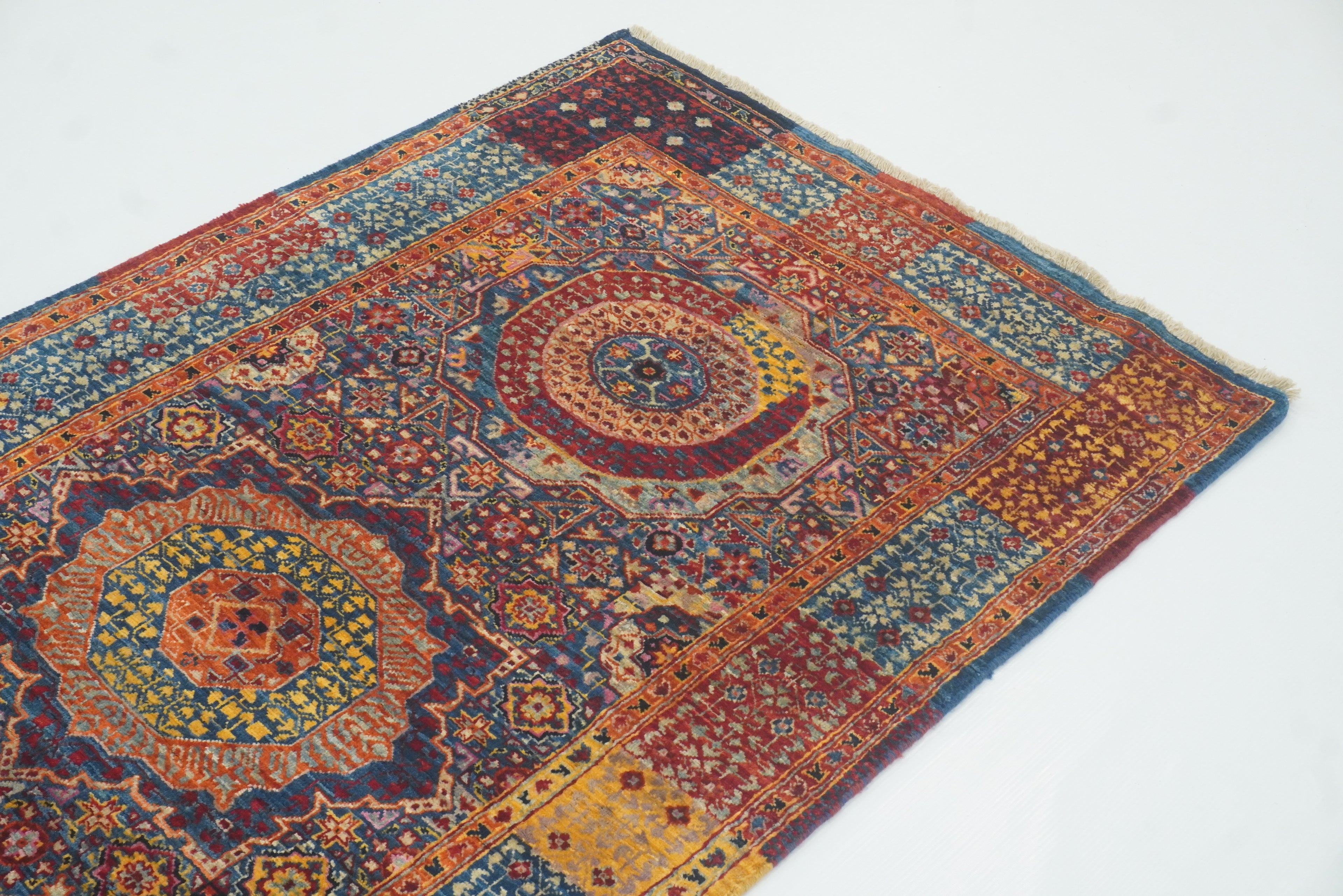 11 ft Blue Mamluk Hand-Knotted Wool Runner Rug - Yildiz Rugs