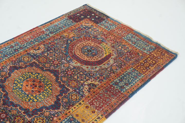 11 ft Blue Mamluk Hand-Knotted Wool Runner Rug - Yildiz Rugs