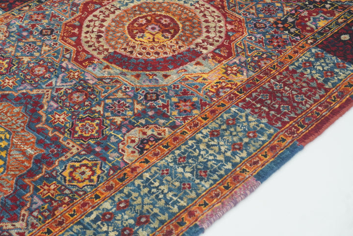 11 ft Blue Mamluk Hand-Knotted Wool Runner Rug - Yildiz Rugs