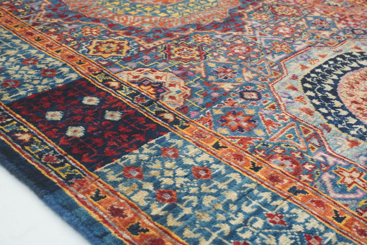 11 ft Blue Mamluk Hand-Knotted Wool Runner Rug - Yildiz Rugs