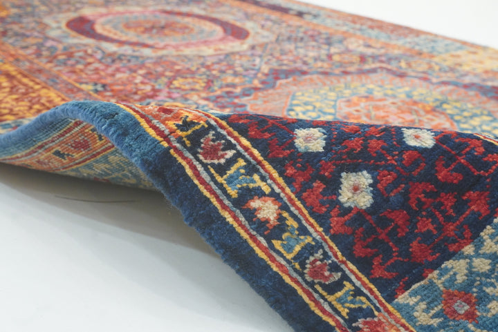 11 ft Blue Mamluk Hand-Knotted Wool Runner Rug - Yildiz Rugs