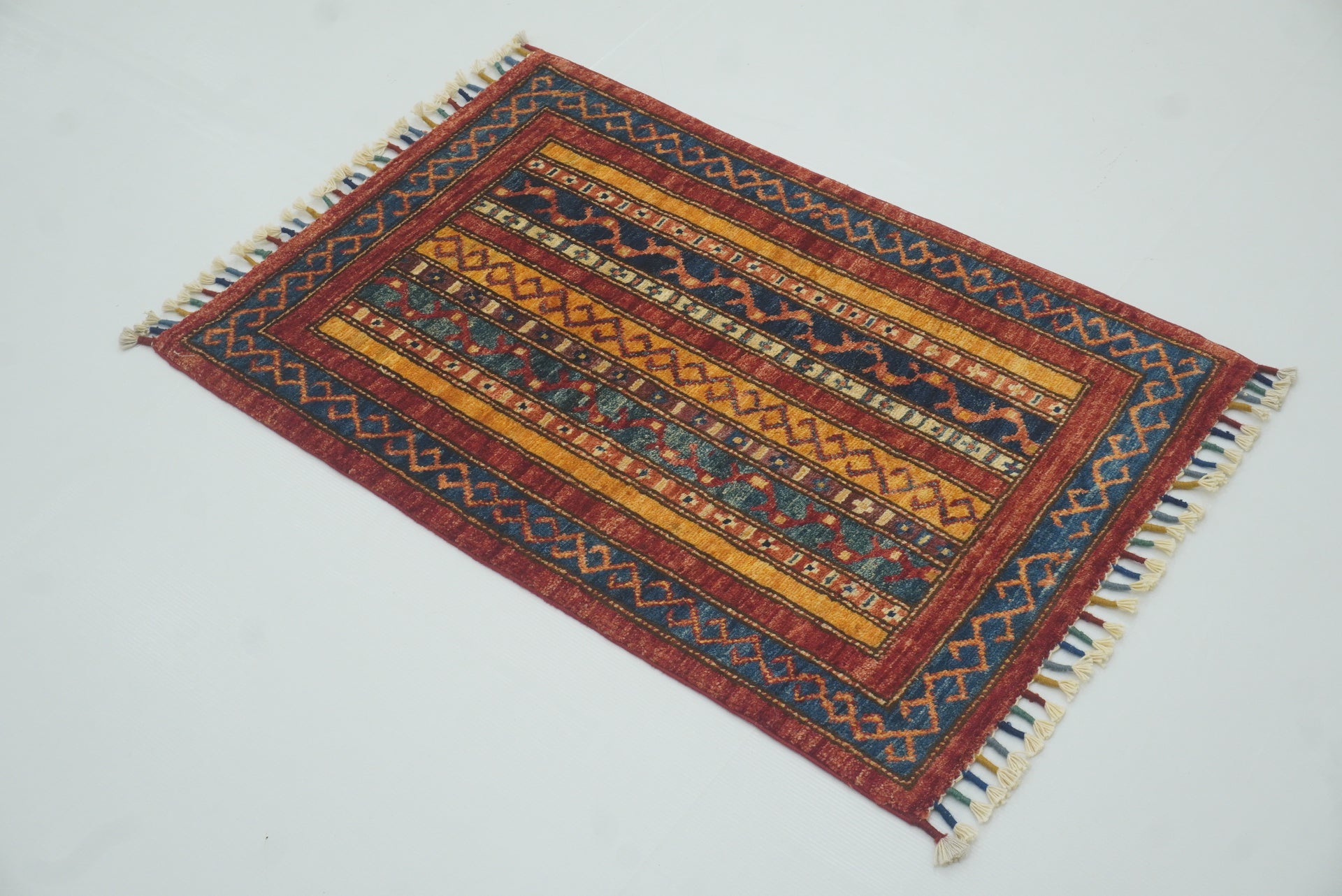 2x3 Red Turkish Hand-Knotted Wool Rug