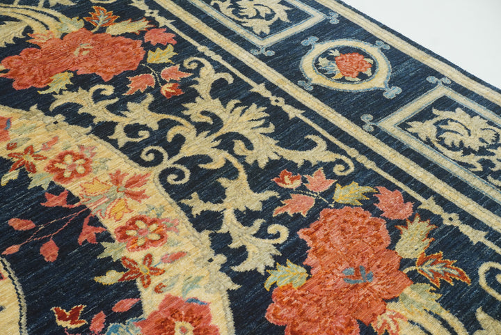 9x12 Phoenix Navy Blue Chinese Style Hand-Knotted Rug - Yildiz Rugs