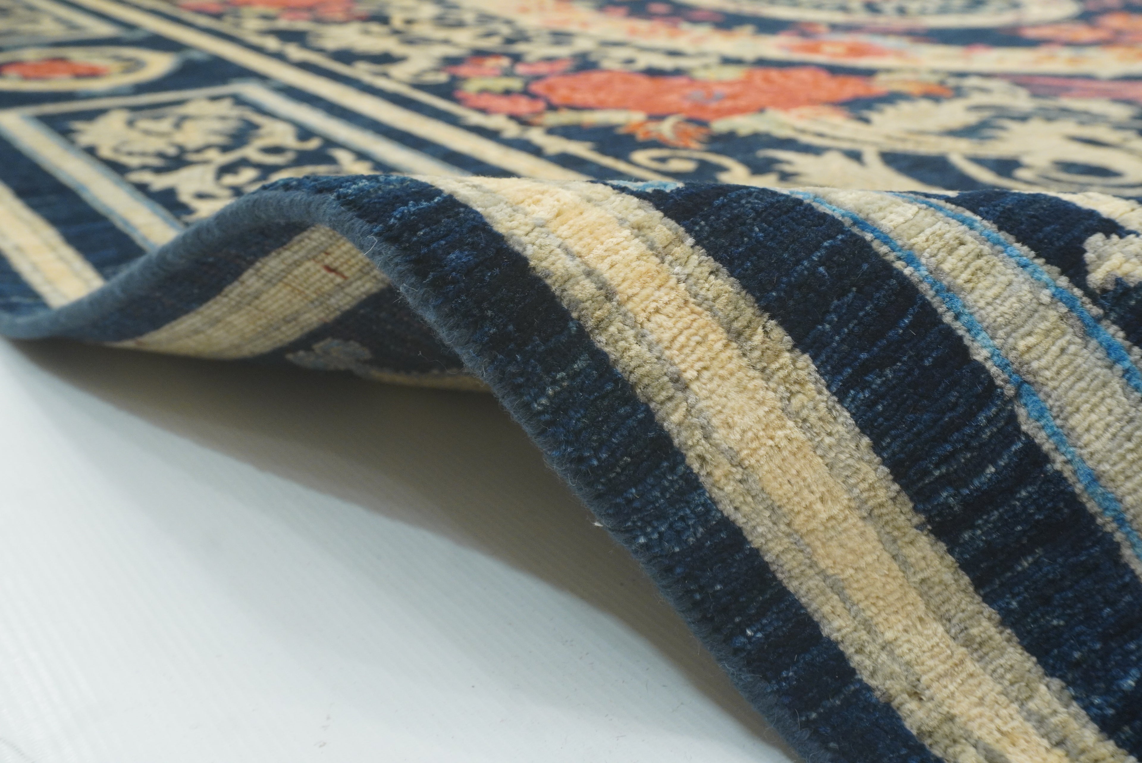 9x12 Phoenix Navy Blue Chinese Style Hand-Knotted Rug - Yildiz Rugs