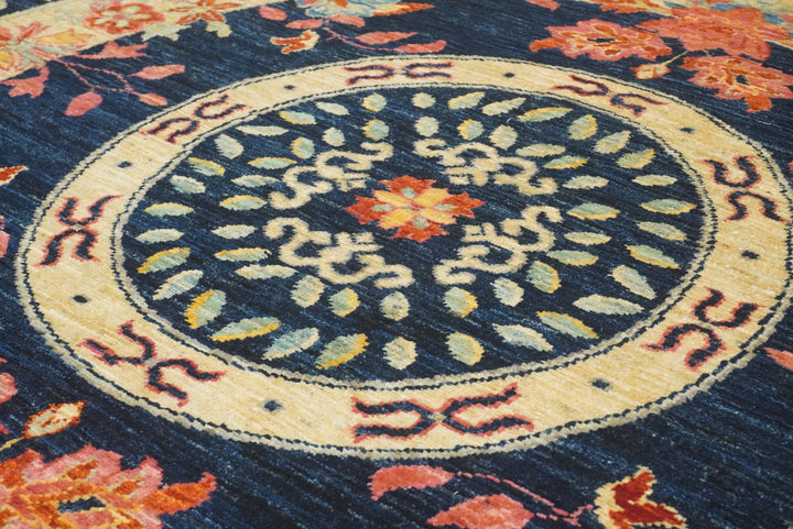 9x12 Phoenix Navy Blue Chinese Style Hand-Knotted Rug - Yildiz Rugs