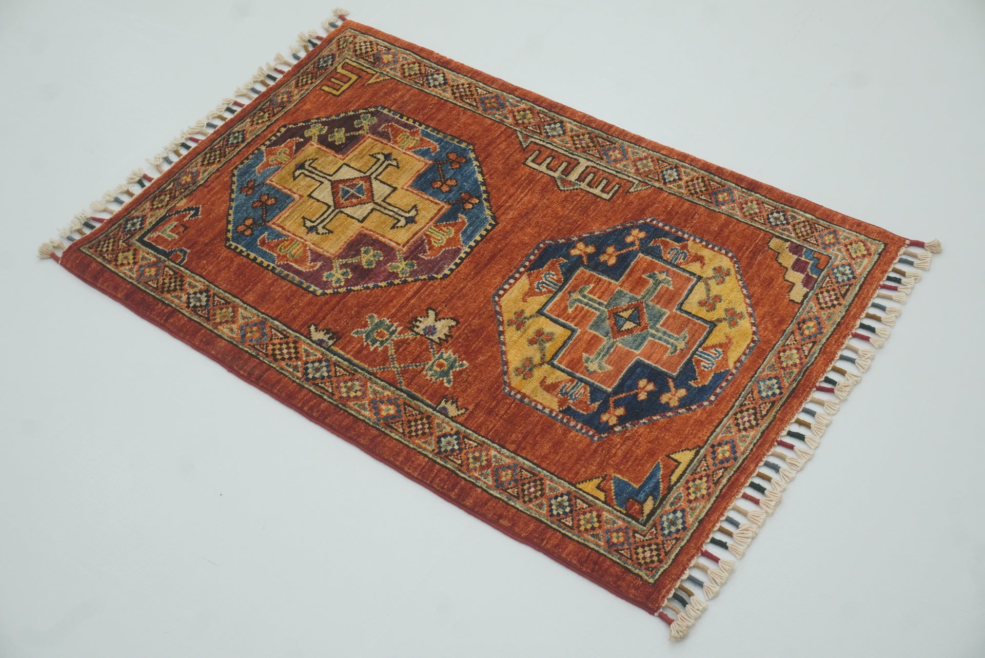 2x3 Red Ersari Afghan Hand knotted Rug