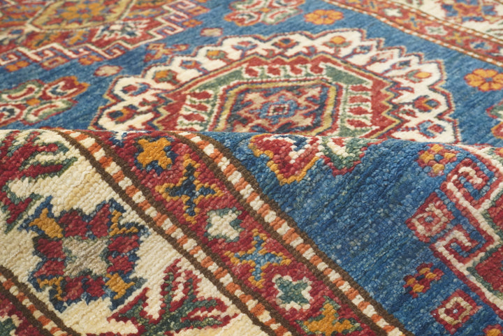 3x4 Navy Blue Kazak Afghan Hand-knotted Wool Rug - Yildiz Rugs