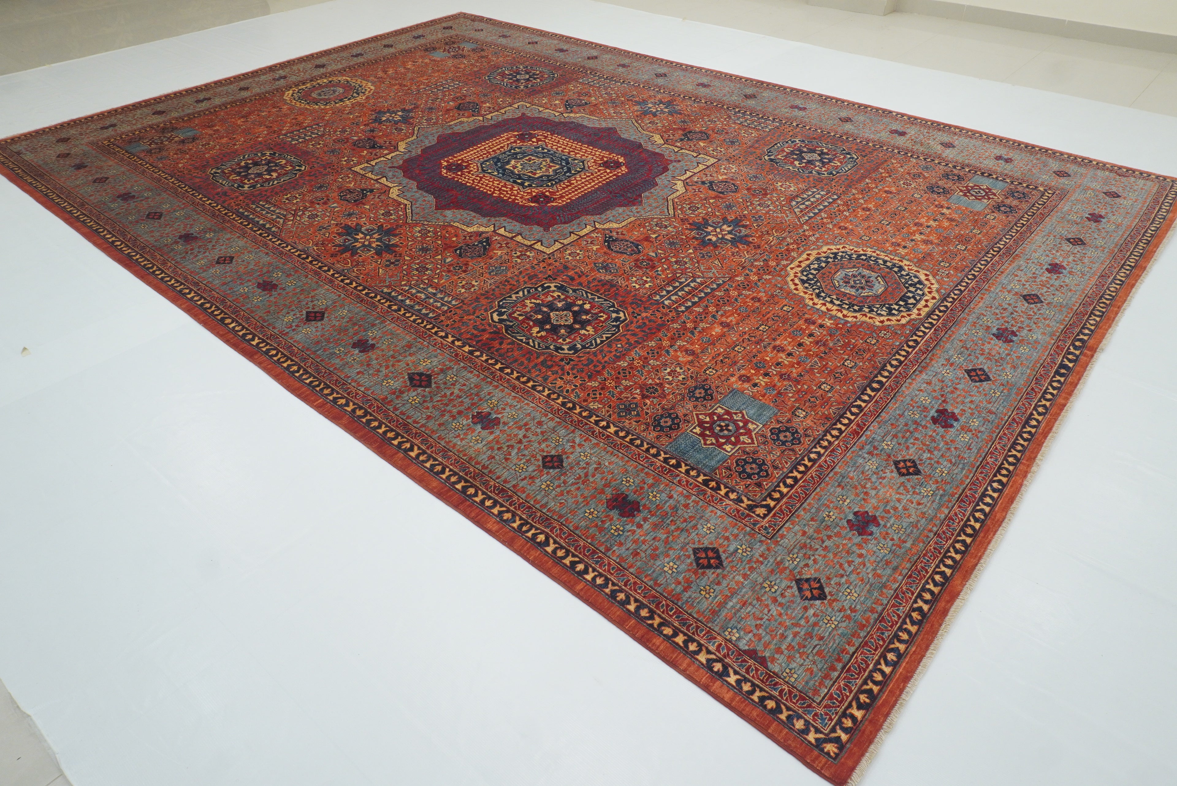 10x14 Rust Red Mamluk Turkish style Hand Knotted Medallion Rug - Yildiz Rugs