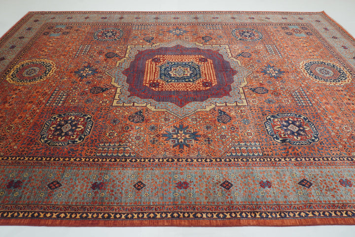 10x14 Rust Red Mamluk Turkish style Hand Knotted Medallion Rug - Yildiz Rugs