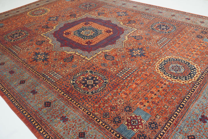 10x14 Rust Red Mamluk Turkish style Hand Knotted Medallion Rug - Yildiz Rugs