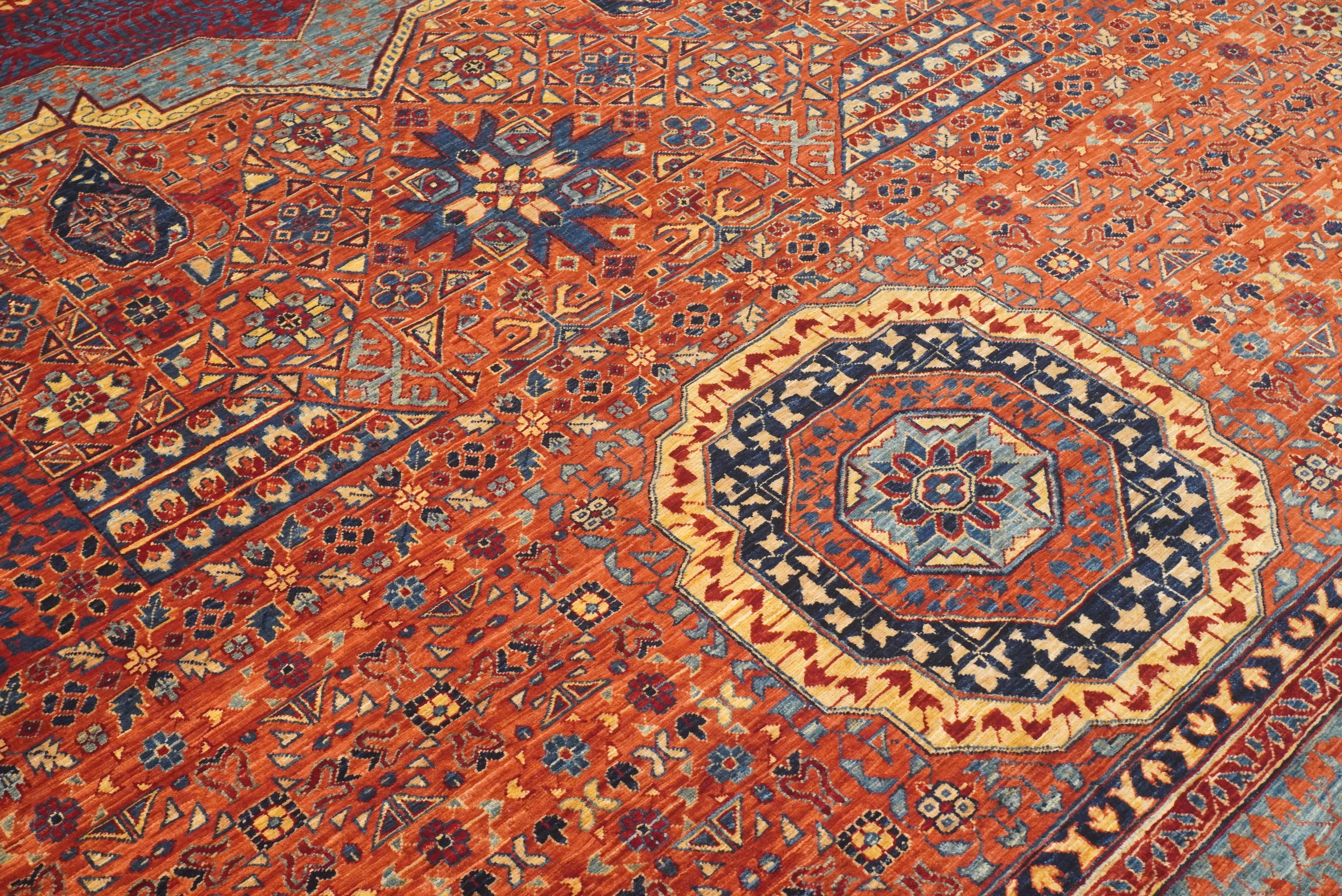 10x14 Rust Red Mamluk Turkish style Hand Knotted Medallion Rug - Yildiz Rugs