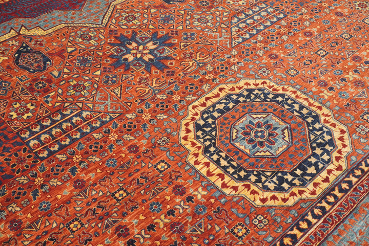 10x14 Rust Red Mamluk Turkish style Hand Knotted Medallion Rug - Yildiz Rugs