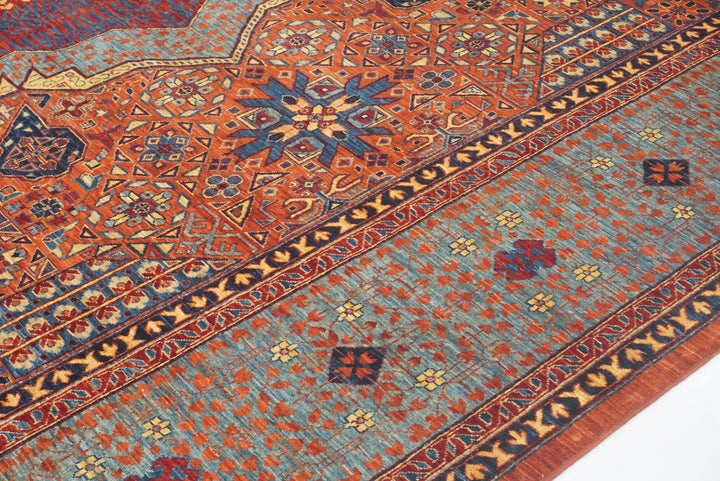 10x14 Rust Red Mamluk Turkish style Hand Knotted Medallion Rug - Yildiz Rugs