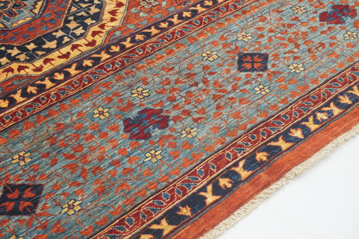10x14 Rust Red Mamluk Turkish style Hand Knotted Medallion Rug - Yildiz Rugs