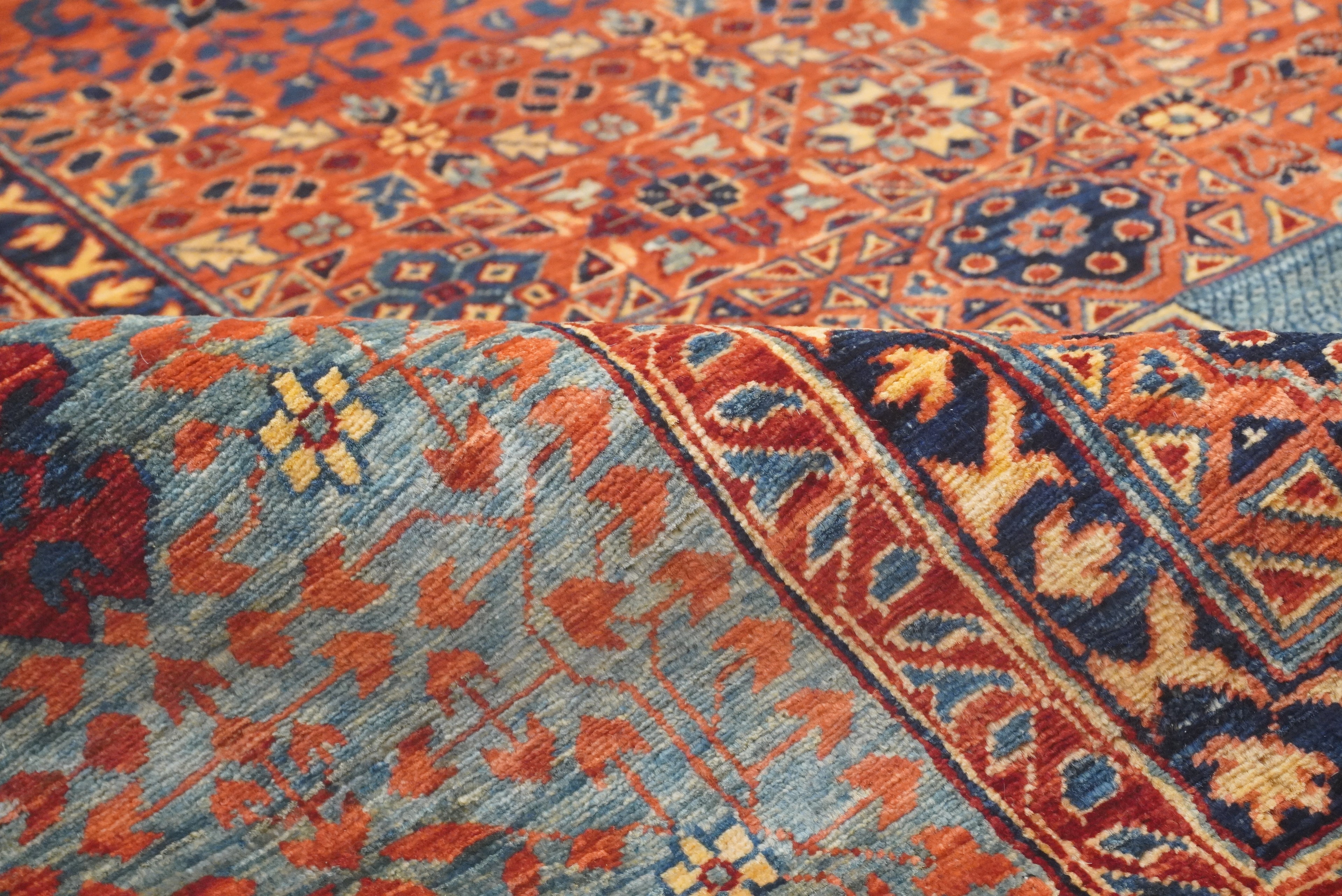 10x14 Rust Red Mamluk Turkish style Hand Knotted Medallion Rug - Yildiz Rugs