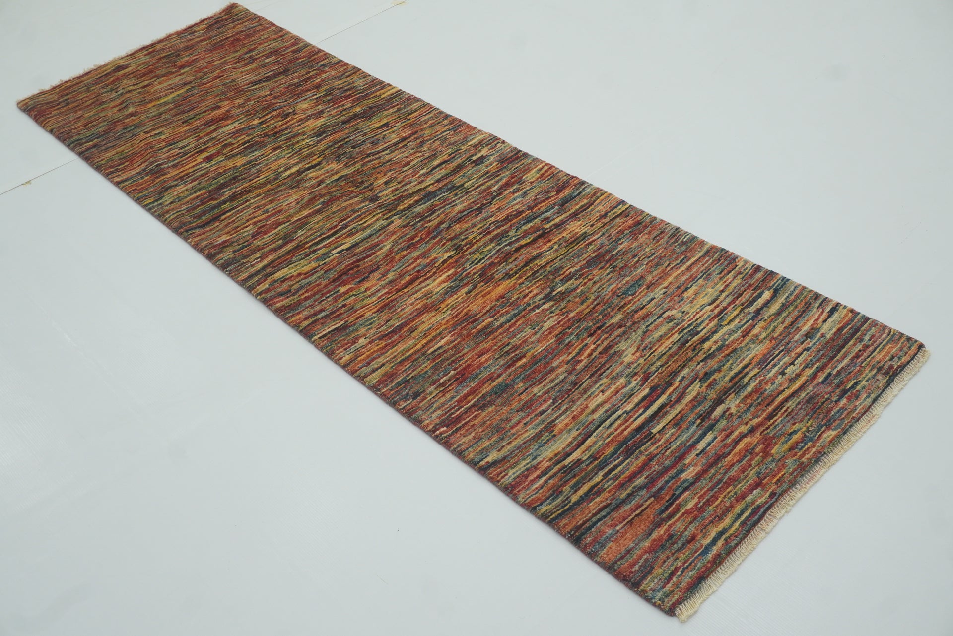2'3"x7' Striped Gabbeh Afghan Hand knotted Runner Rug