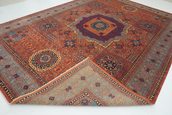 10x14 Rust Red Mamluk Turkish style Hand Knotted Medallion Rug - Yildiz Rugs