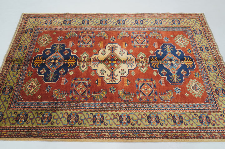 4x6 Red Afghan Shirvan Vintage Caucasian Hand knotted Rug - Yildiz Rugs