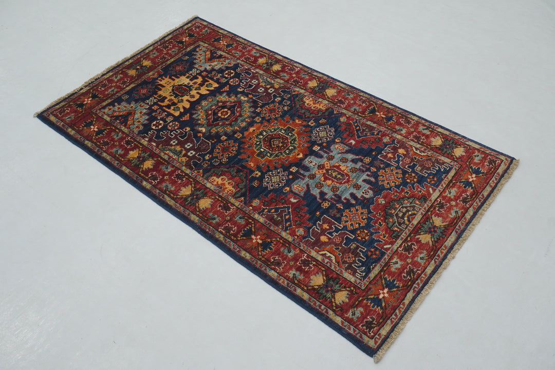 3x5 Navy Blue Baluch Afghan Hand knotted Oriental Rug