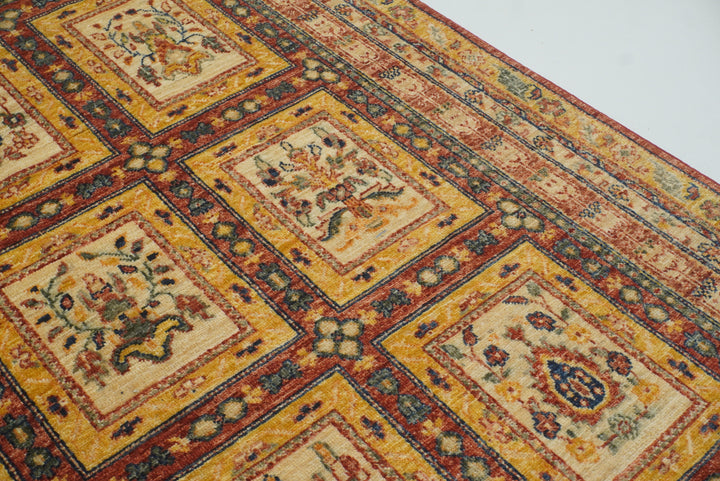 5x7 Red Beige Vintage Bakhtiar Afghan Hand knotted Rug - Yildiz Rugs