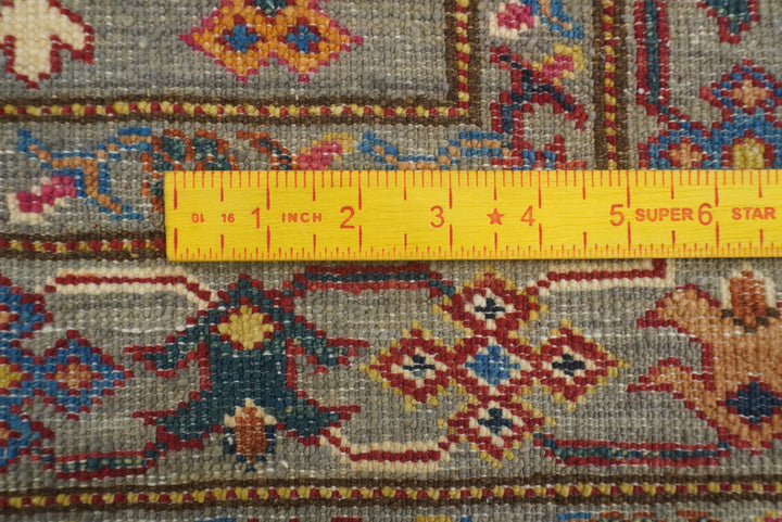 3x4 Gray Kazak Afghan Hand-knotted Wool Area Rug - Yildiz Rugs