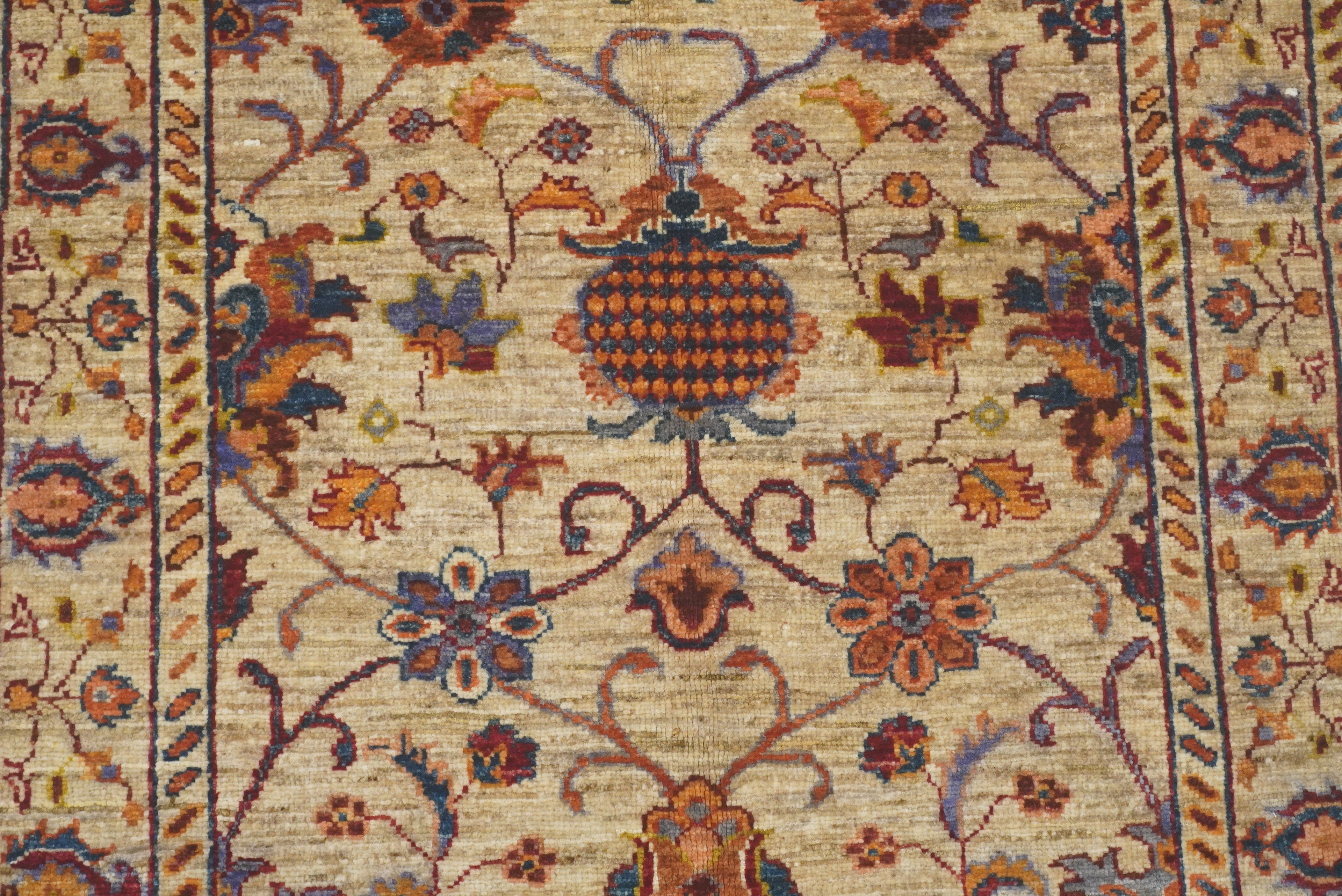 3x4 Beige Waziri Afghan Hand knotted Oriental Area Rug - Yildiz Rugs