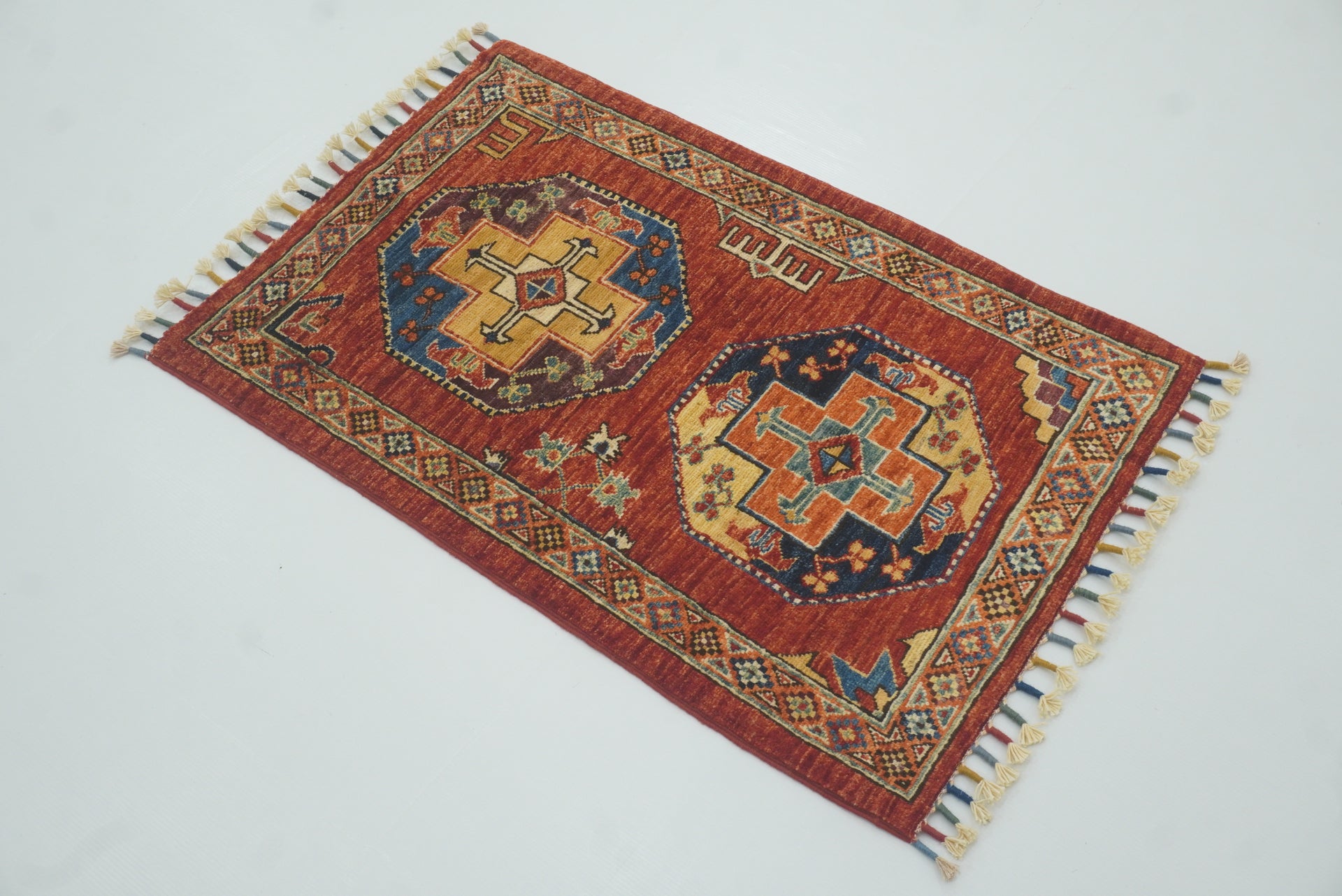2x3 Red Ersari Afghan Hand knotted Rug